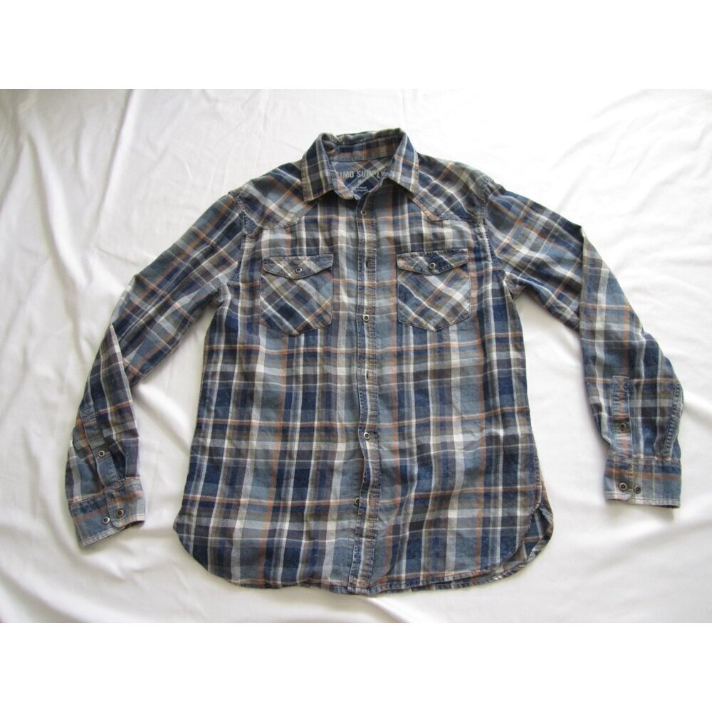 Men's Mossimo Supply Metal Button Western Plaid Long Sleeve Shirt Sz M (MT576)